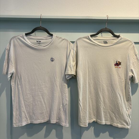 Lot of 2 Pac Cares Shirts Small White Yin Yang Just Chill Floral Graphic Tees - Picture 1 of 16